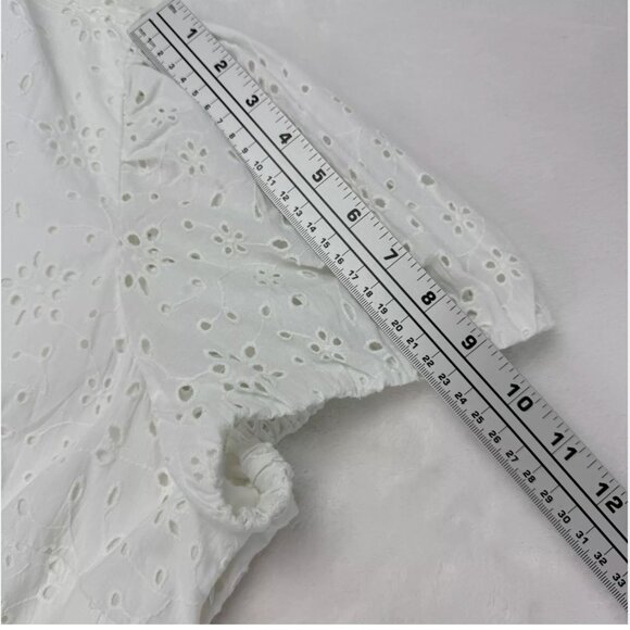 J. Crew Factory Eyelet Midi Dress Puff Sleeve Boho Summer Graduation Coastal - Picture 15 of 16